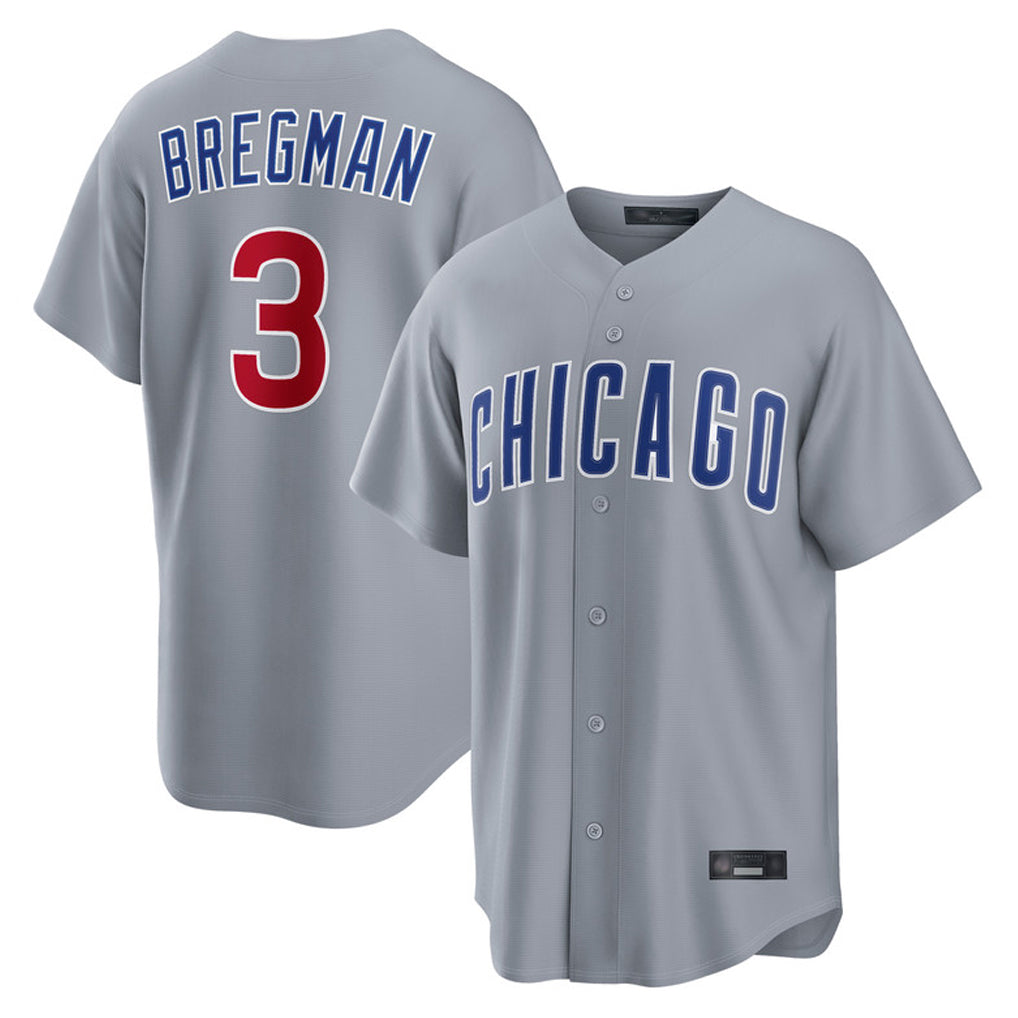 Davalo C.Cubs #3 Alex Bregman Gray Home Game Stitched Jerseys