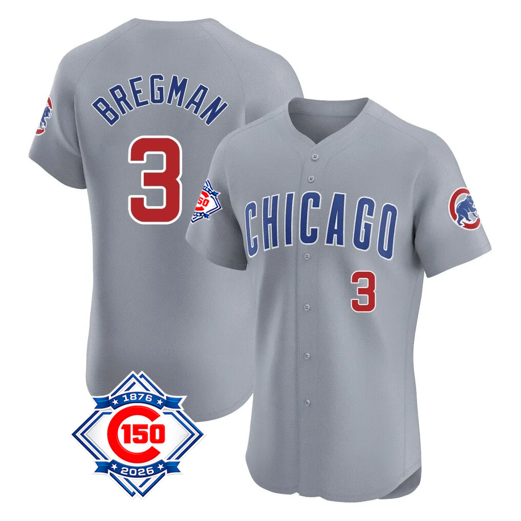Davalo C.Cubs #3 Alex Bregman Gray Road 150th Anniversary Limited Elite Home Stitched Jerseys