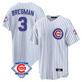 Davalo C.Cubs #3 Alex Bregman White 150th Anniversary Home Game Stitched Jerseys