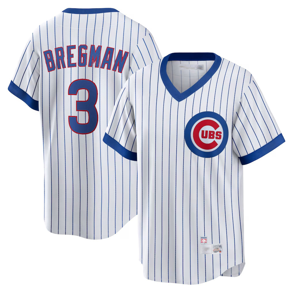 Davalo C.Cubs #3 Alex Bregman White T-shirt Cooperstown Collection Limited Stitched Jerseys