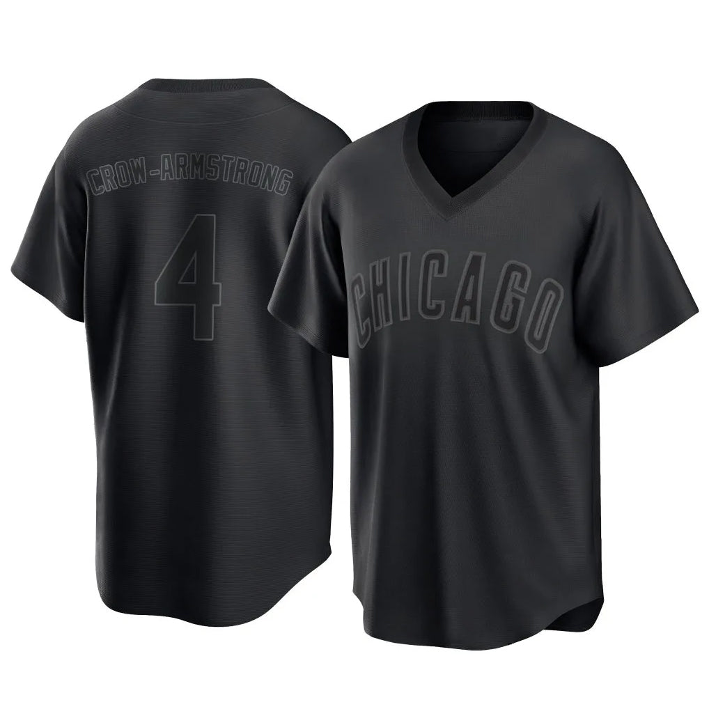Davalo C.Cubs #4 Pete Crow-Armstrong Player Black T-shirt Home Game Stitched Jerseys