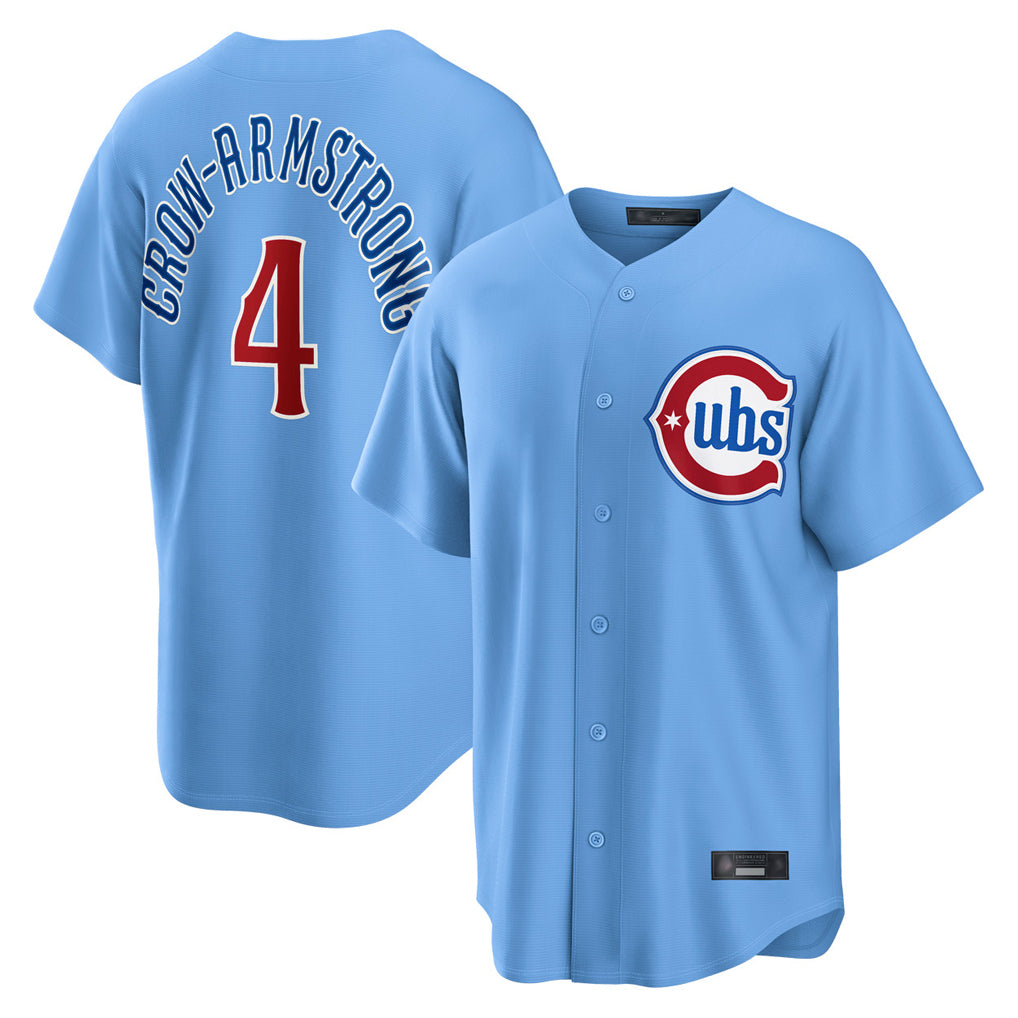 Davalo C.Cubs #4 Pete Crow-Armstrong Player Light Blue Home Game Stitched Jerseys