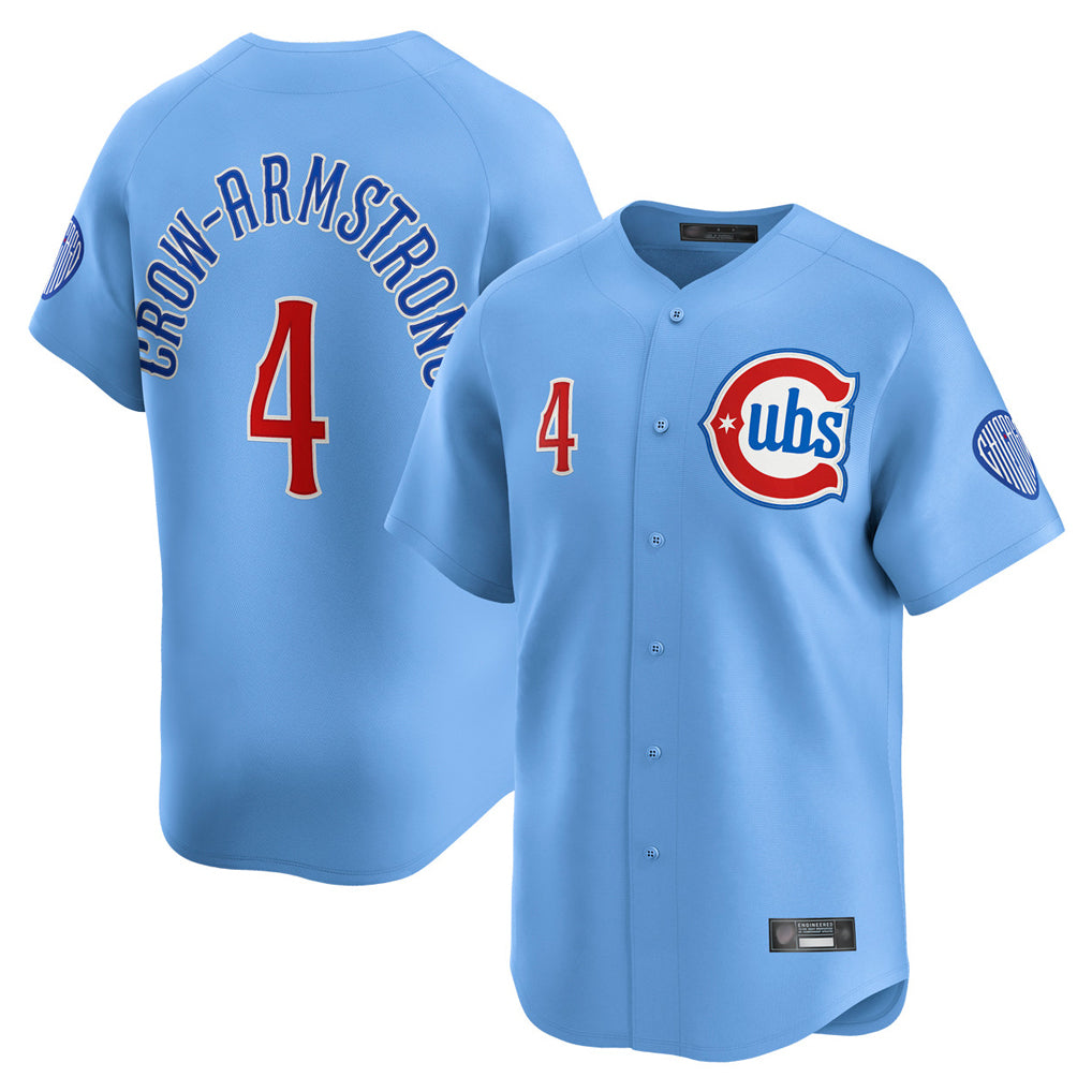 Davalo C.Cubs #4 Pete Crow-Armstrong Player Light Blue Limited Home Stitched Jerseys