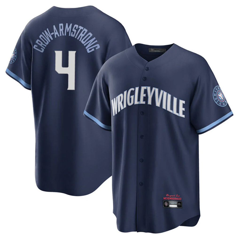 Davalo C.Cubs #4 Pete Crow-Armstrong Player Navy City Connect Home Game Stitched Jerseys