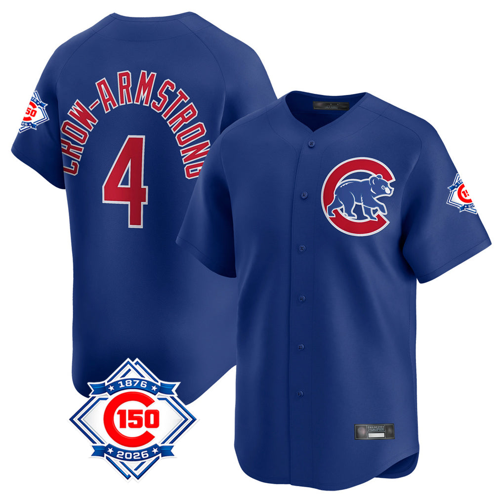 Davalo C.Cubs #4 Pete Crow-Armstrong Player Royal 150th Anniversary Limited Home Stitched Jerseys