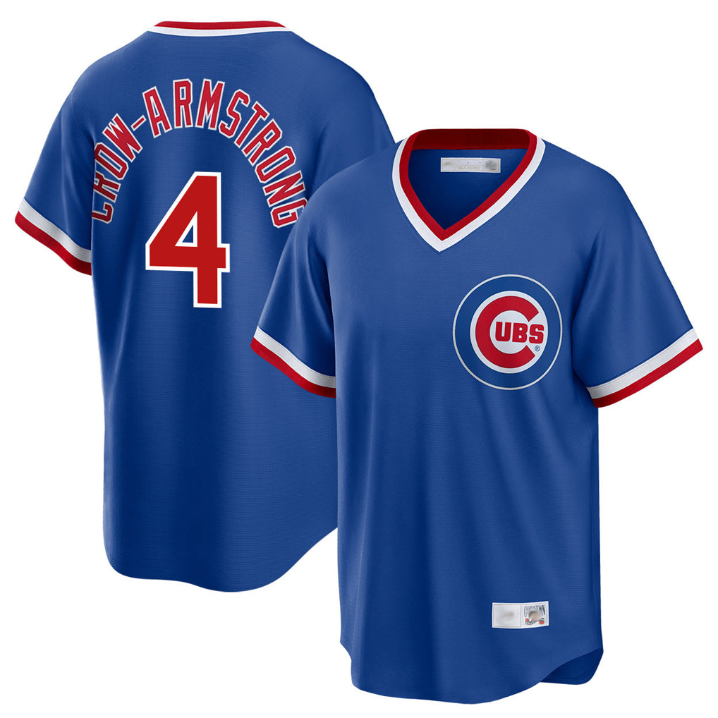 Davalo C.Cubs #4 Pete Crow-Armstrong Player Royal T-shirt Cooperstown Collection Limited Stitched Jerseys