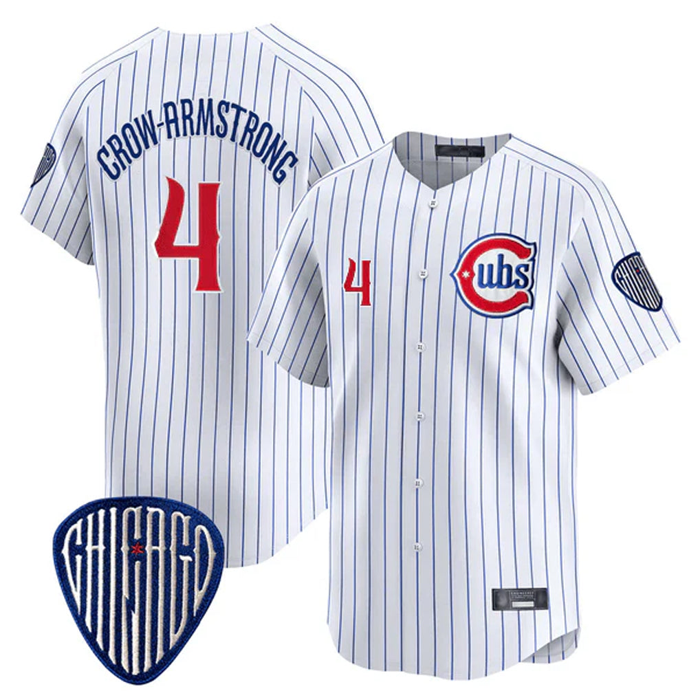 Davalo C.Cubs #4 Pete Crow-Armstrong Player White Pinstripe Vapor Premier Limited Home Stitched Jerseys