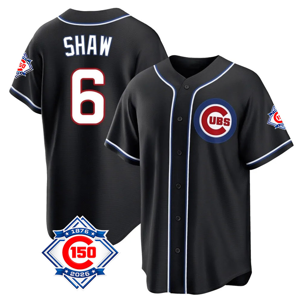 Davalo C.Cubs #6 Matt Shaw Player Black Fashion Out 150th Anniversary Game Stitched Jerseys