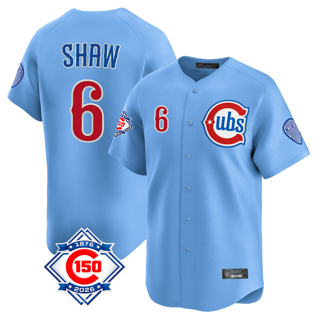Davalo C.Cubs #6 Matt Shaw Player Light Blue 150th Anniversary Limited Home Stitched Jerseys