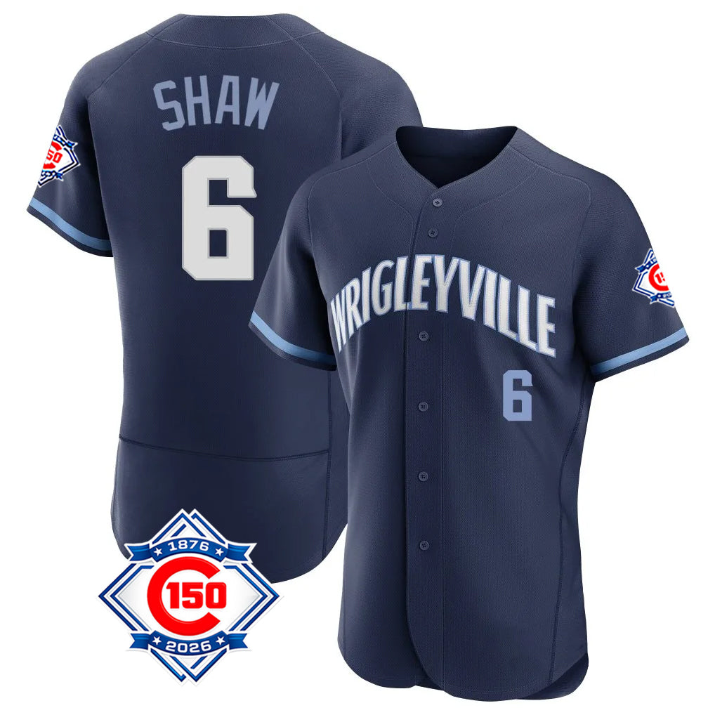 Davalo C.Cubs #6 Matt Shaw Player Navy City Connect 150th Anniversary Limited Elite Home Stitched Jerseys