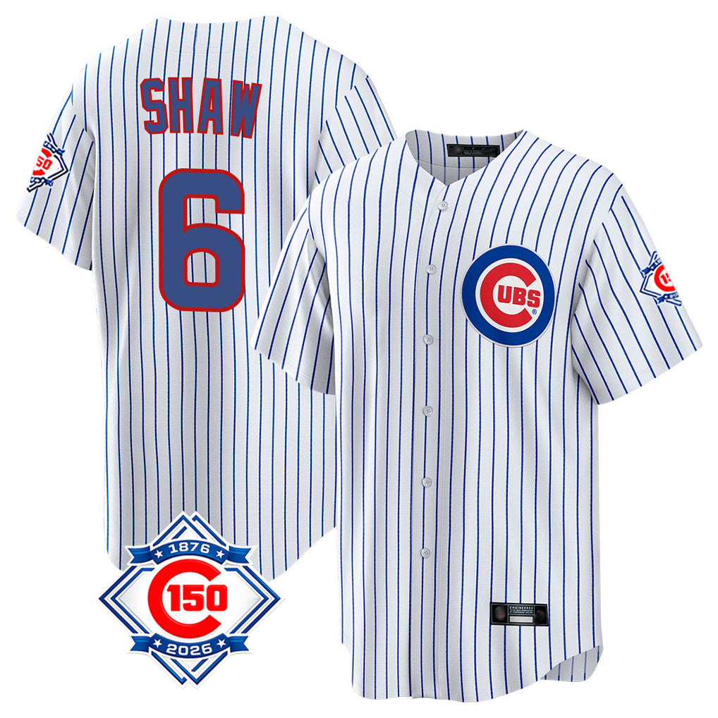 Davalo C.Cubs #6 Matt Shaw Player White 150th Anniversary Home Game Stitched Jerseys