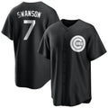 Davalo C.Cubs #7 Dansby Swanson Player Black Game Stitched Jerseys
