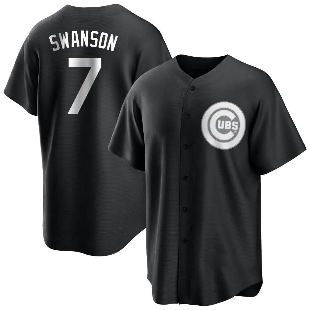 Davalo C.Cubs #7 Dansby Swanson Player Black Game Stitched Jerseys