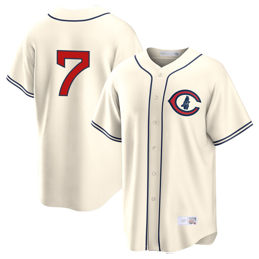 Davalo C.Cubs #7 Dansby Swanson Player Cream Field of Dreams Home Game Stitched Jerseys
