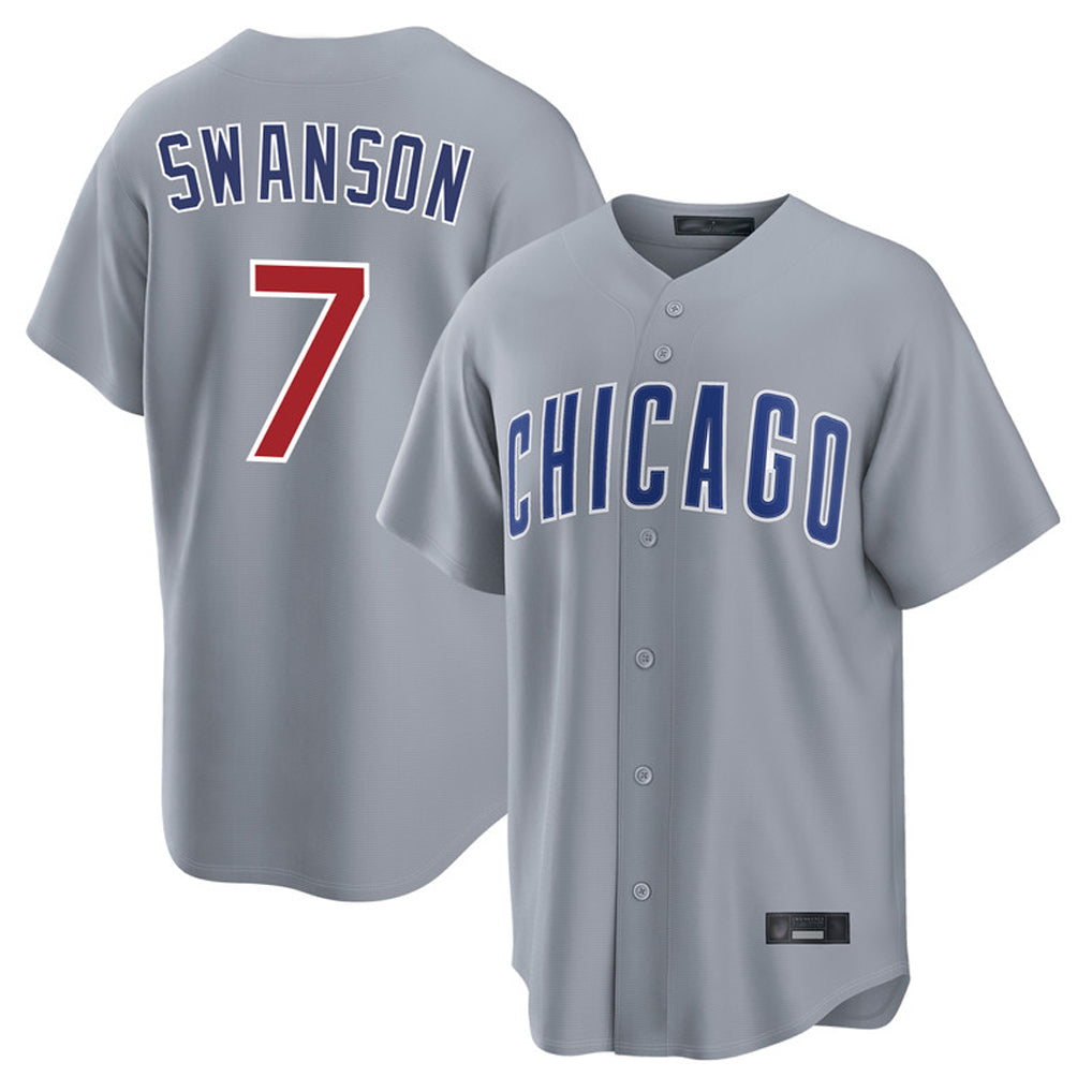 Davalo C.Cubs #7 Dansby Swanson Player Gray Home Game Stitched Jerseys