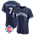 Davalo C.Cubs #7 Dansby Swanson Player Navy City Connect 150th Anniversary Limited Elite Home Stitched Jerseys
