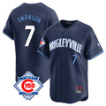 Davalo C.Cubs #7 Dansby Swanson Player Navy City Connect 150th Anniversary Limited Home Stitched Jerseys