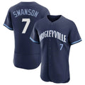Davalo C.Cubs #7 Dansby Swanson Player Navy City Connect Limited Elite Home Stitched Jerseys