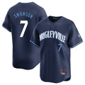 Davalo C.Cubs #7 Dansby Swanson Player Navy City Connect Limited Home Stitched Jerseys