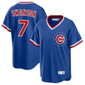Davalo C.Cubs #7 Dansby Swanson Player Royal T-shirt Cooperstown Collection Limited Stitched Jerseys