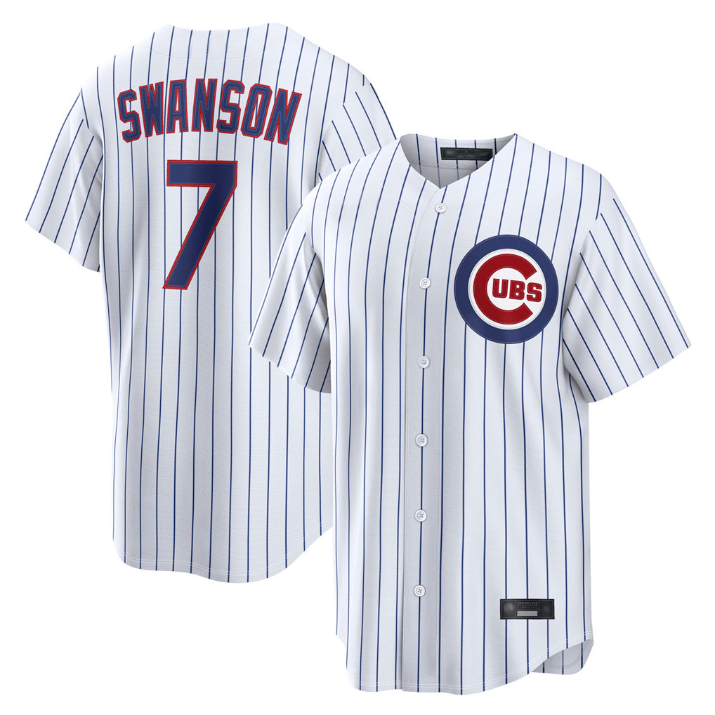 Davalo C.Cubs #7 Dansby Swanson Player White Game Home Stitched Jerseys