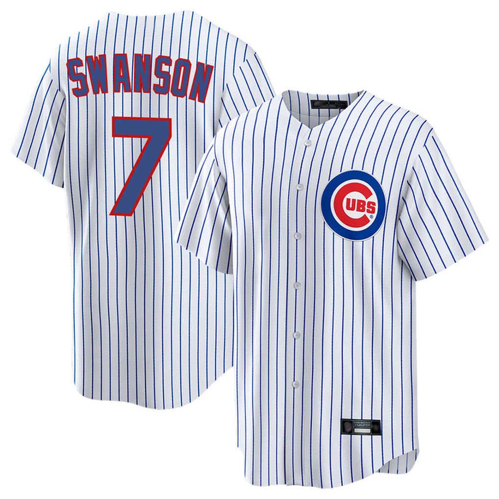 Davalo C.Cubs #7 Dansby Swanson Player White Home Game Stitched Jerseys