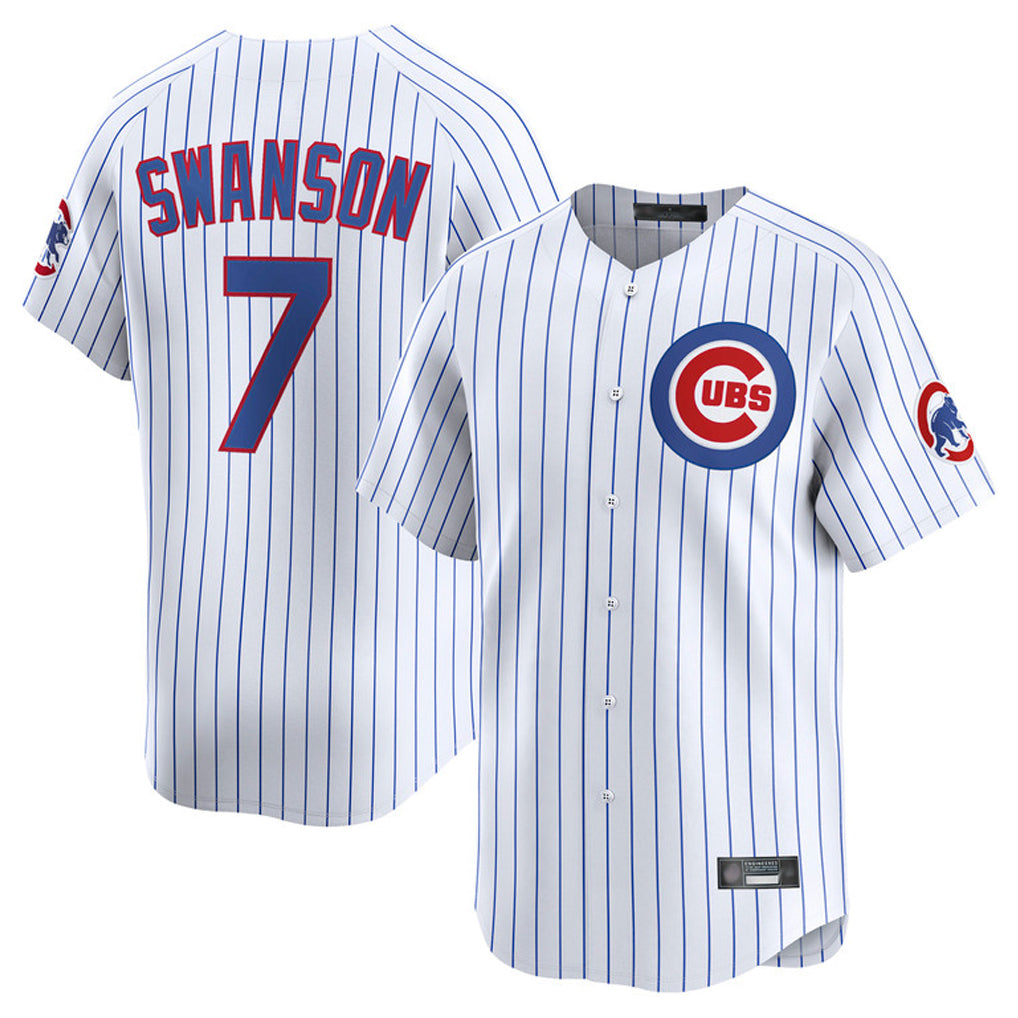 Davalo C.Cubs #7 Dansby Swanson Player White Limited Home Game Stitched Jerseys