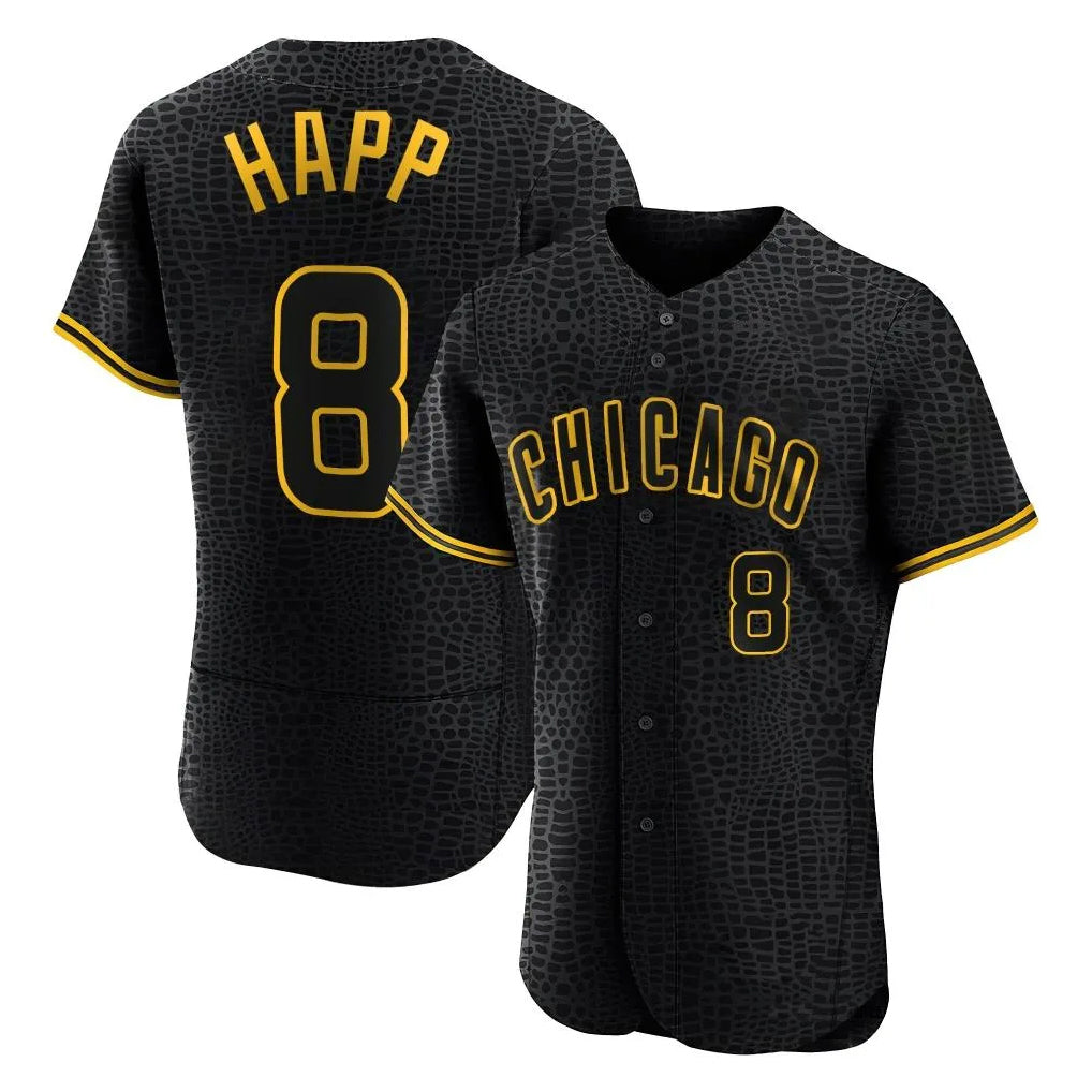 Davalo C.Cubs #8 Ian Happ Player Black Snake Skin City Limited Elite Home Game Stitched Jerseys