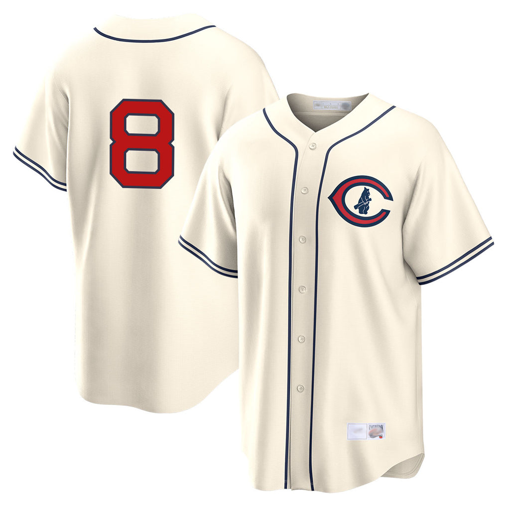 Davalo C.Cubs #8 Ian Happ Player Cream Field of Dreams Home Game Stitched Jerseys