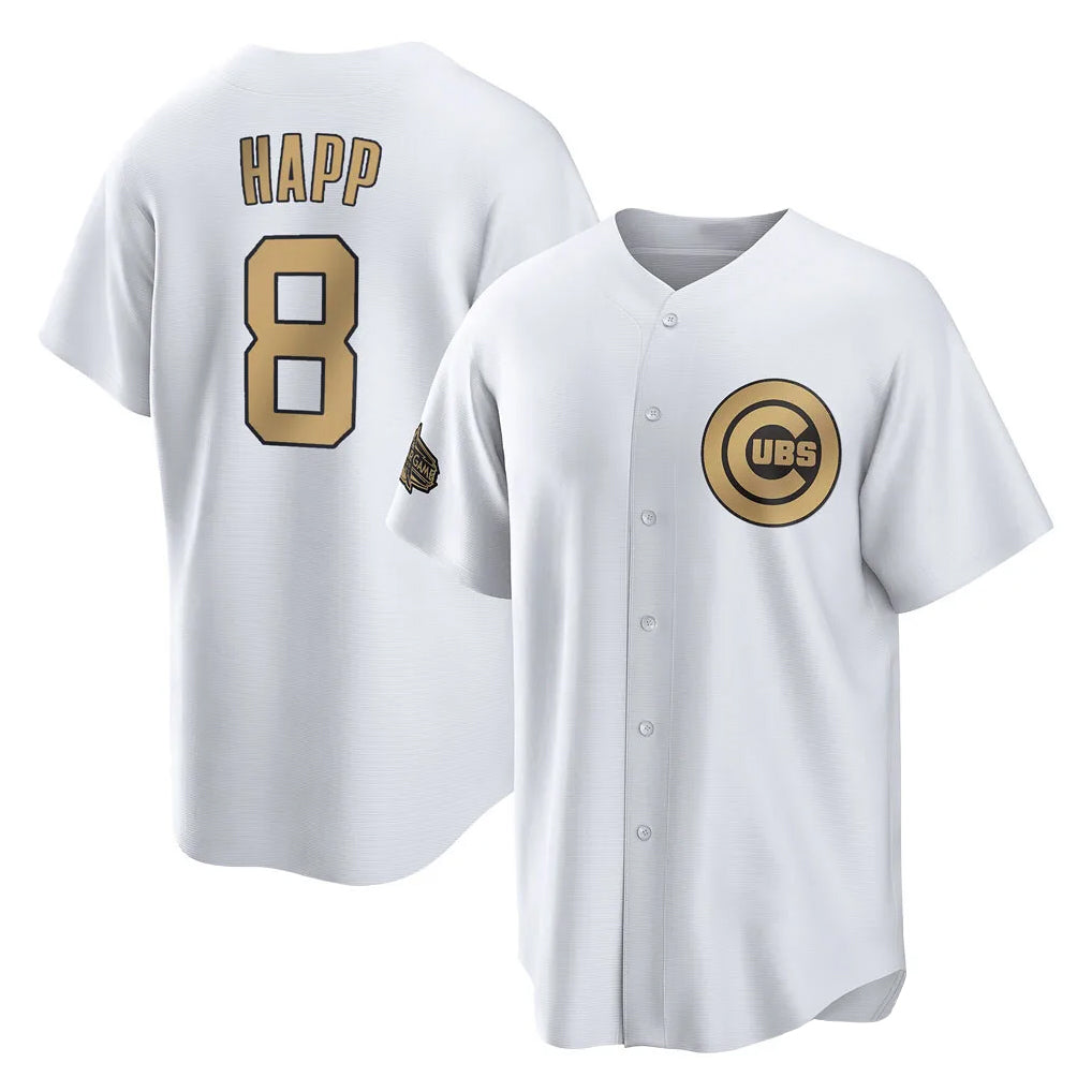 Davalo C.Cubs #8 Ian Happ Player Gold All-Star Game Home Stitched Jerseys