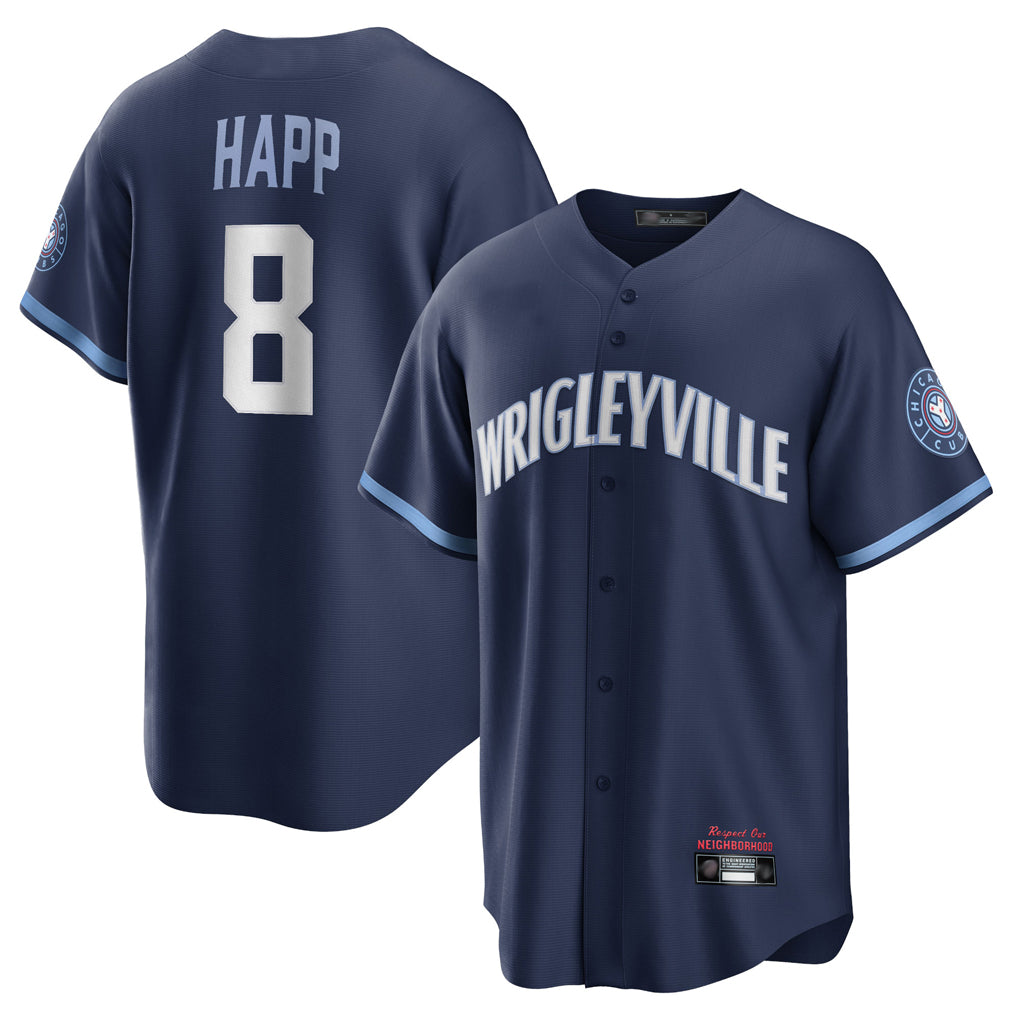 Davalo C.Cubs #8 Ian Happ Player Navy City Connect Home Game Stitched Jerseys