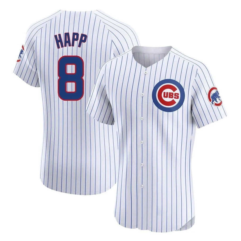 Davalo C.Cubs #8 Ian Happ Player White Limited Elite Home Game Stitched Jerseys