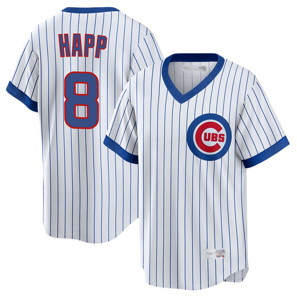 Davalo C.Cubs #8 Ian Happ Player White T-shirt Cooperstown Collection Limited Stitched Jerseys