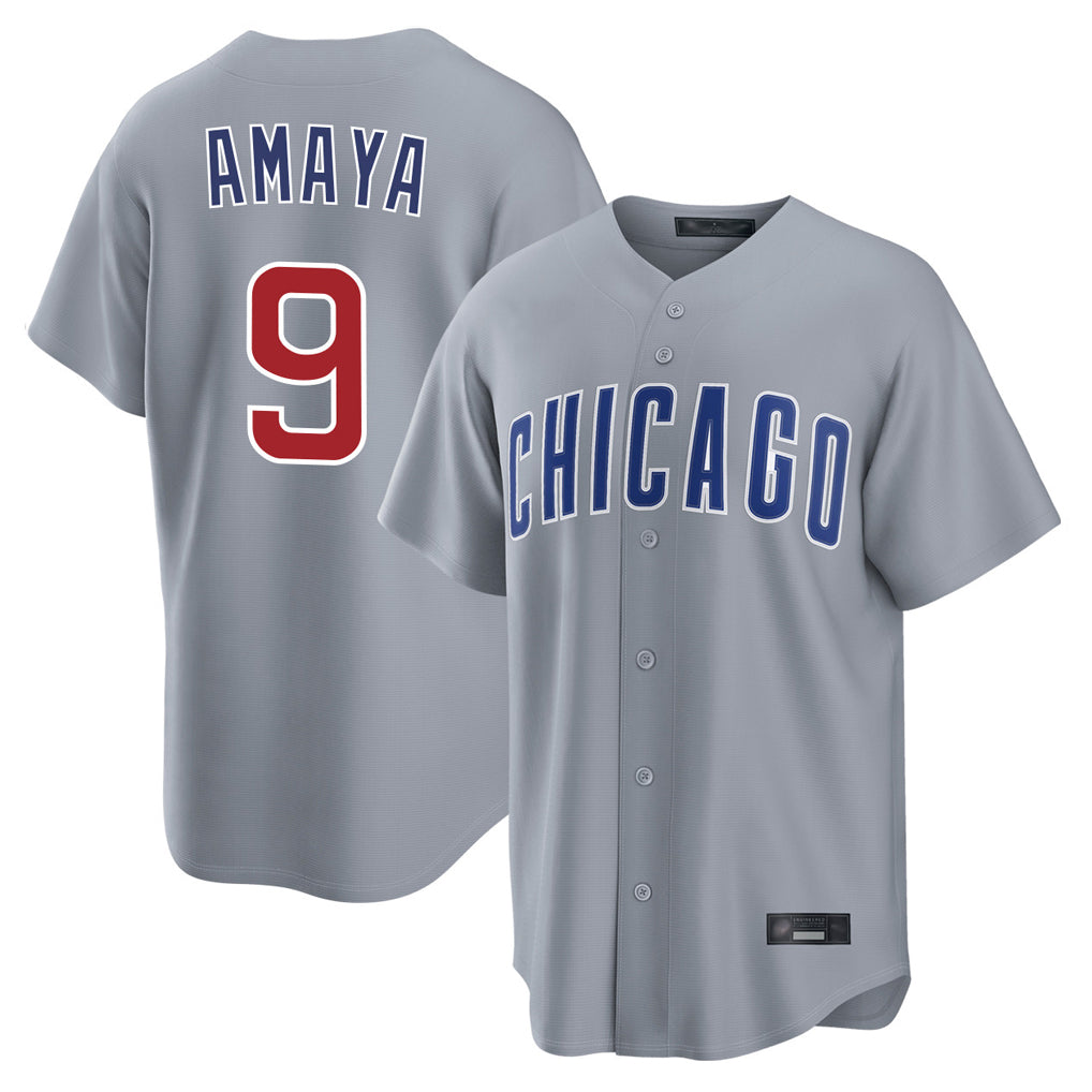 Davalo C.Cubs #9 Miguel Amaya Player Gray Home Game Stitched Jerseys