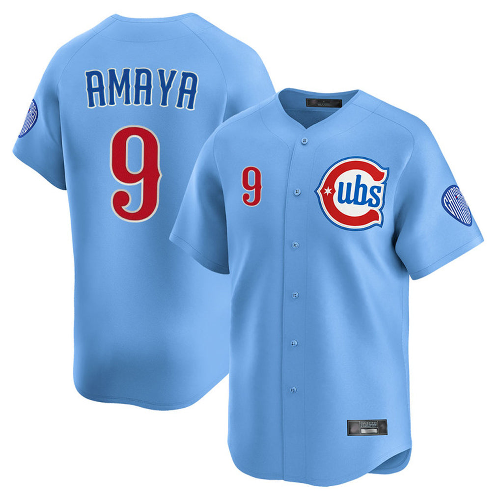 Davalo C.Cubs #9 Miguel Amaya Player Light Blue Limited Home Stitched Jerseys