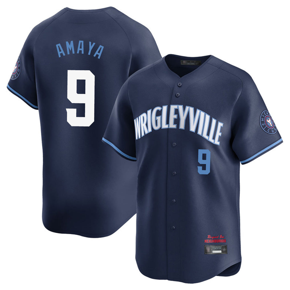 Davalo C.Cubs #9 Miguel Amaya Player Navy City Connect Limited Home Stitched Jerseys