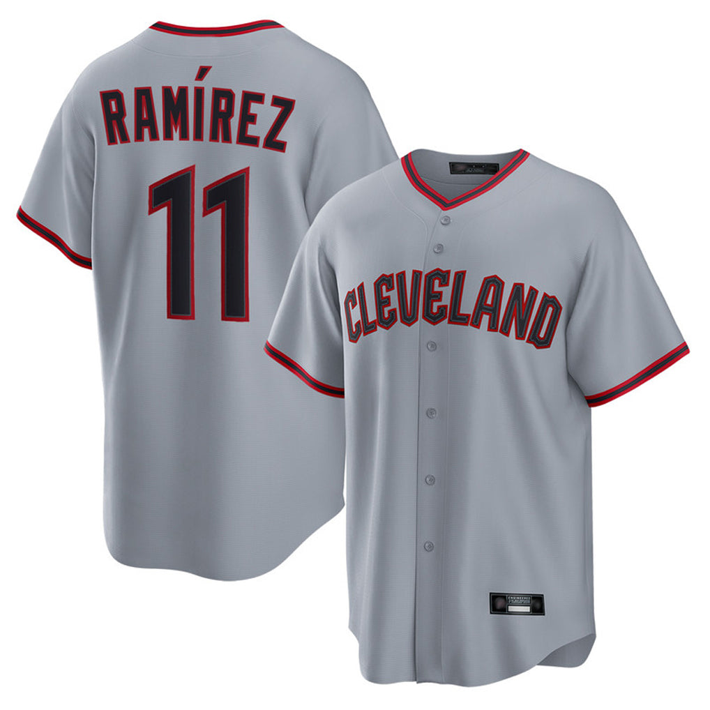 Davalo C.Guardians #11 Jose Ramirez Player Gray Home Game Stitched Jerseys