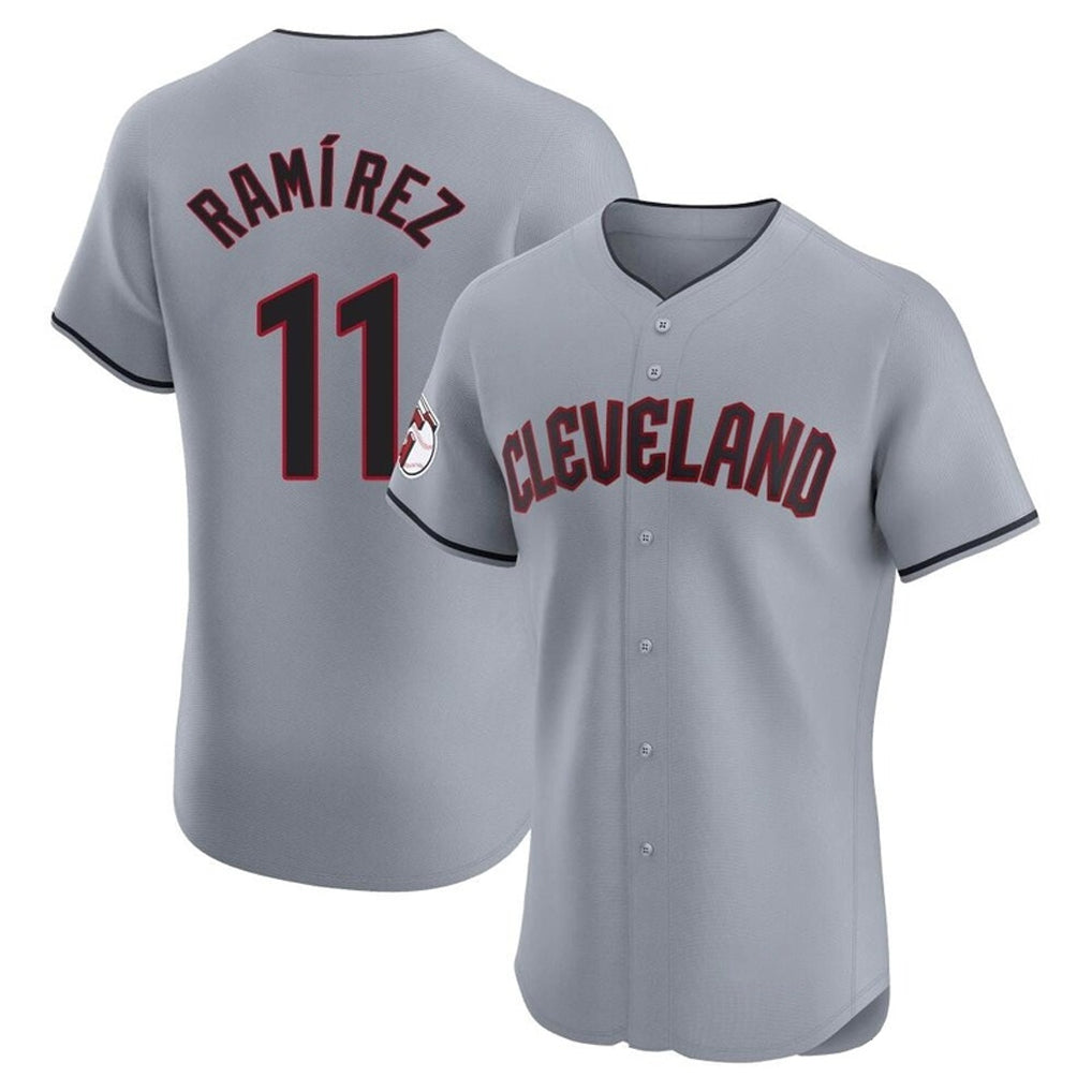 Davalo C.Guardians #11 Jose Ramirez Player Gray Road Limited Elite Home Stitched Jerseys