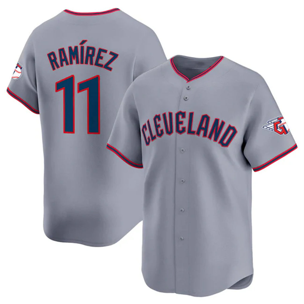 Davalo C.Guardians #11 Jose Ramirez Player Gray Road Limited Home Game Stitched Jerseys
