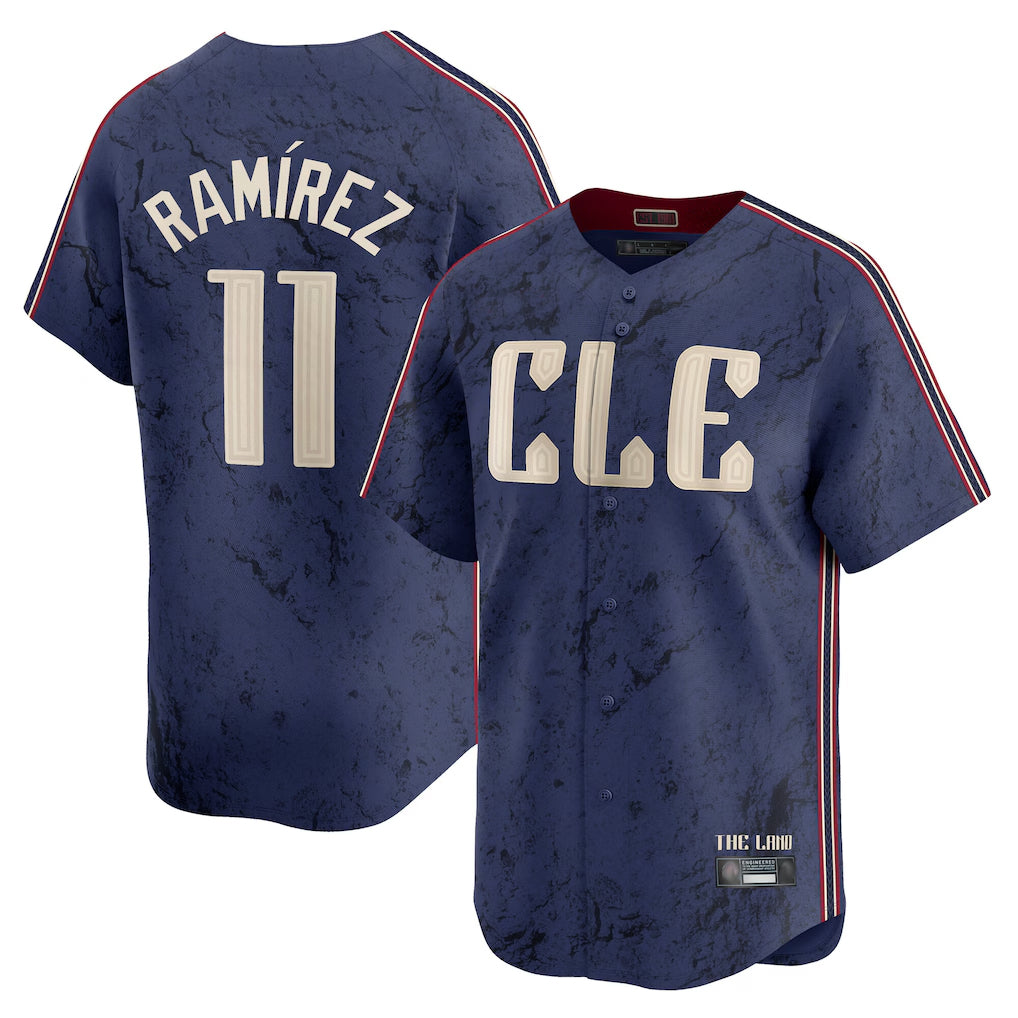 Davalo C.Guardians #11 Jose Ramirez Player Navy City Connect Limited Home Stitched Jerseys
