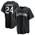 Davalo C.Guardians #24 Triston McKenzie Player Black Home Game Stitched Jerseys