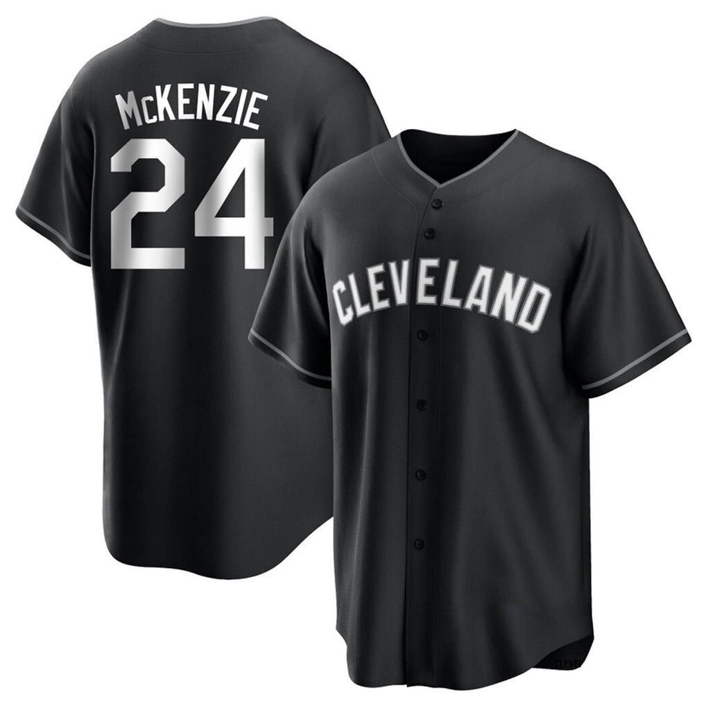 Davalo C.Guardians #24 Triston McKenzie Player Black Home Game Stitched Jerseys