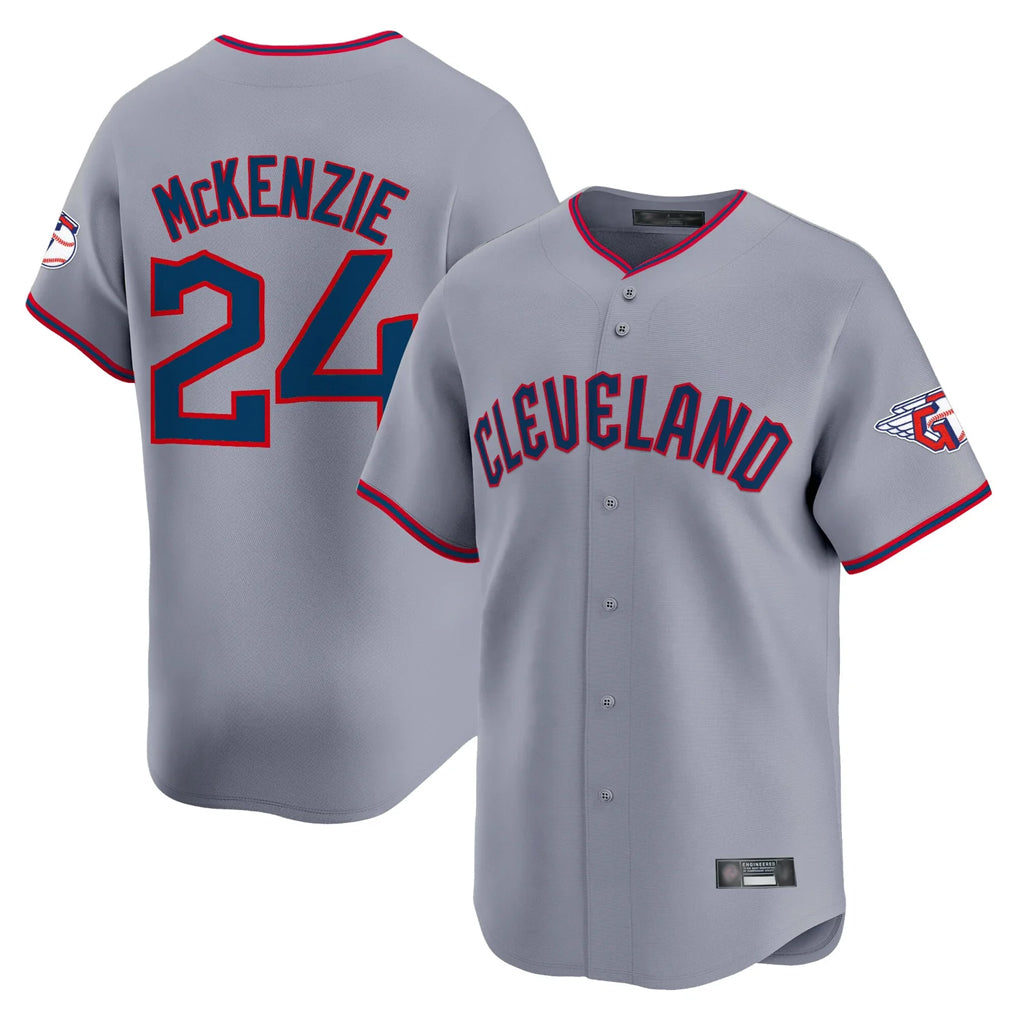 Davalo C.Guardians #24 Triston McKenzie Player Gray Road Limited Home Game Stitched Jerseys