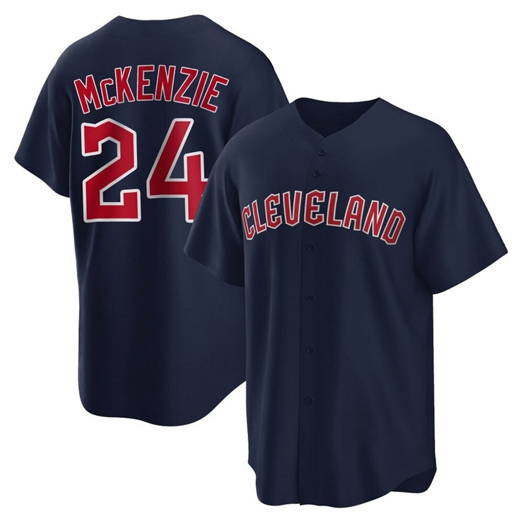 Davalo C.Guardians #24 Triston McKenzie Player Navy Game Home Stitched Jerseys