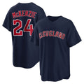 Davalo C.Guardians #24 Triston McKenzie Player Navy Game Home Stitched Jerseys
