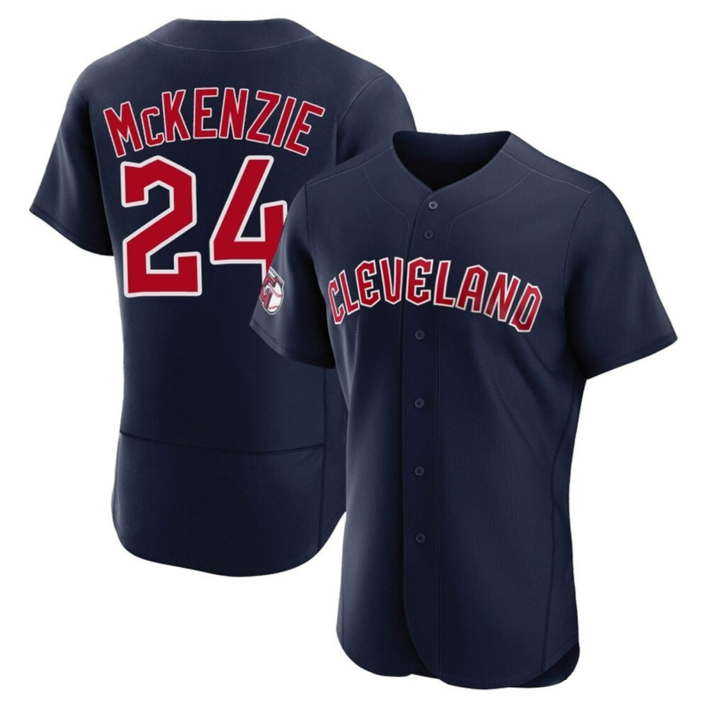 Davalo C.Guardians #24 Triston McKenzie Player Navy Limited Elite Home Stitched Jerseys