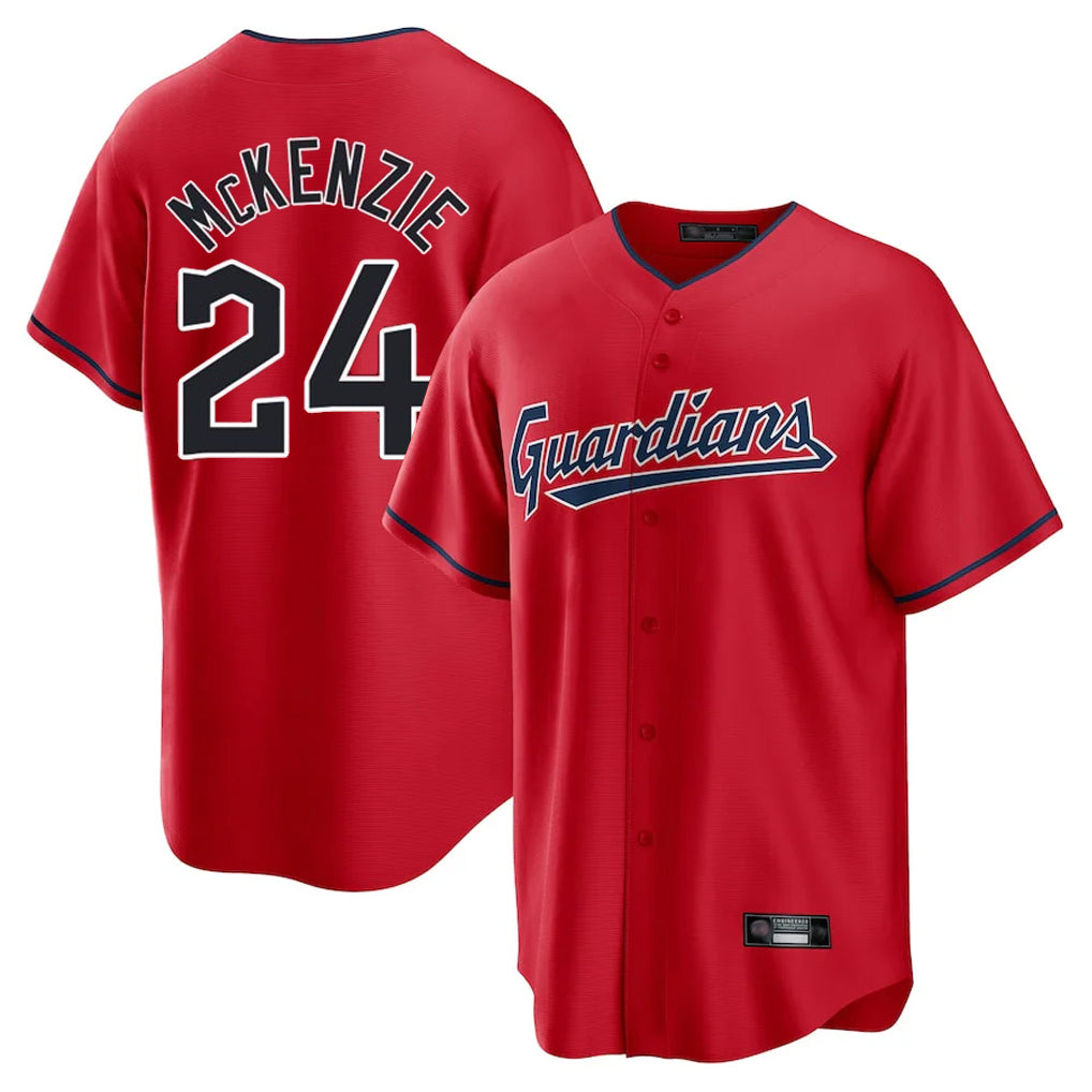 Davalo C.Guardians #24 Triston McKenzie Player Red Home Game Stitched Jerseys