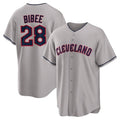 Davalo C.Guardians #28 Tanner Bibee Player Gray Game Home Stitched Jerseys