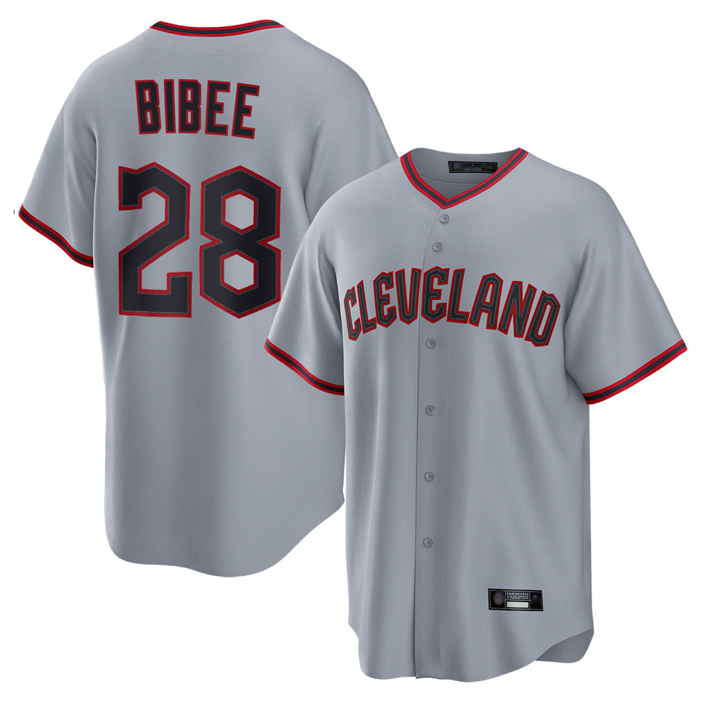 Davalo C.Guardians #28 Tanner Bibee Player Gray Home Game Stitched Jerseys