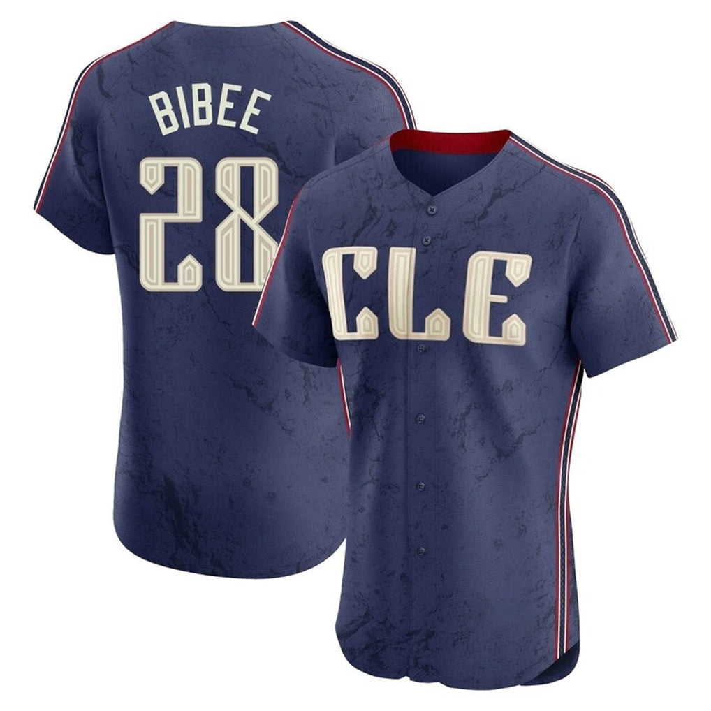 Davalo C.Guardians #28 Tanner Bibee Player Navy City Connect Limited Elite Home Stitched Jerseys